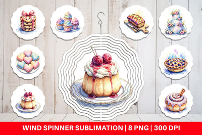 Wind Spinner Sweet Watercolor Cakes & Pies Sublimation artnoy 