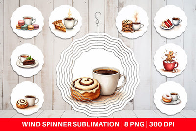 Wind Spinner Sweet Winter Treats & Coffee Watercolor Sublimation artnoy 