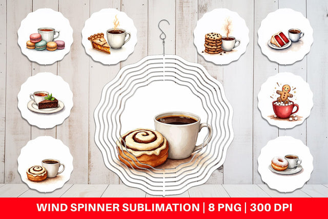 Wind Spinner Sweet Winter Treats & Coffee Watercolor Sublimation artnoy 