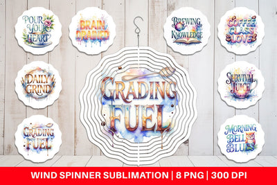 Wind Spinner Teacher Coffee Quotes Sublimation artnoy 