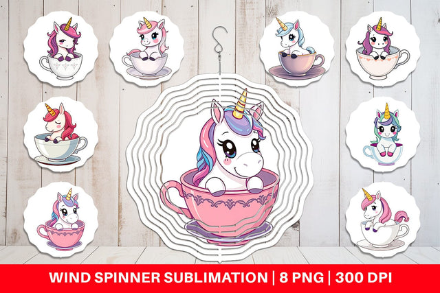 Wind Spinner Teacup Unicorn Sublimation artnoy 