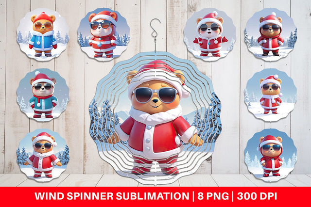 Wind Spinner Teddy Bear Christmas Sublimation artnoy 