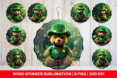 Wind Spinner Teddy Bear Patrick's Day Sublimation artnoy 