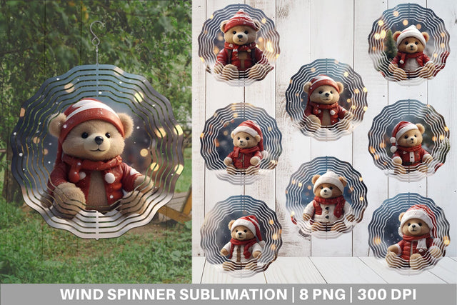 Wind Spinner Tedy Bear Christmas Sublimation artnoy 