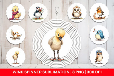 Wind Spinner The Awkward Aviary Quirky Hand-Drawn Bird Sublimation artnoy 
