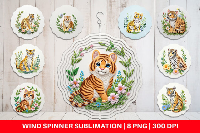 Wind Spinner Tiger Embroidery Sublimation artnoy 