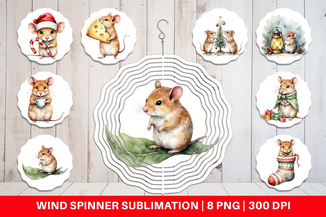 Wind Spinner Tiny Christmas Mice Sublimation artnoy 