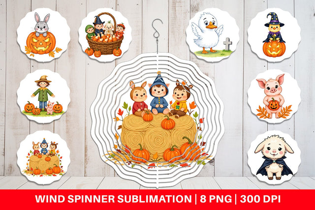 Wind Spinner Tiny Farm Halloween Sublimation artnoy 