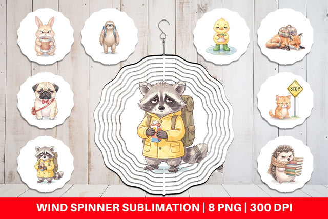 Wind Spinner Tired Morning Commute Animal Sublimation artnoy 