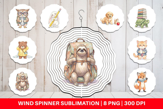 Wind Spinner Tired School Animal Morning Burnout Sublimation artnoy 