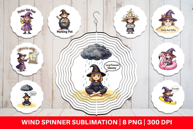 Wind Spinner Tired Summerween Witch Sublimation artnoy 