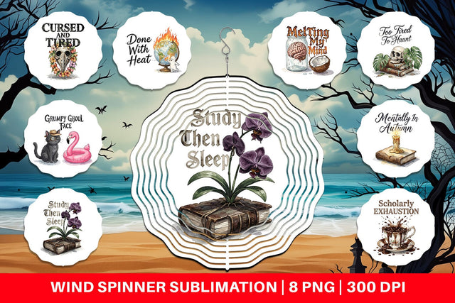 Wind Spinner Tired Tropical Scholar Goth Quote Sublimation artnoy 
