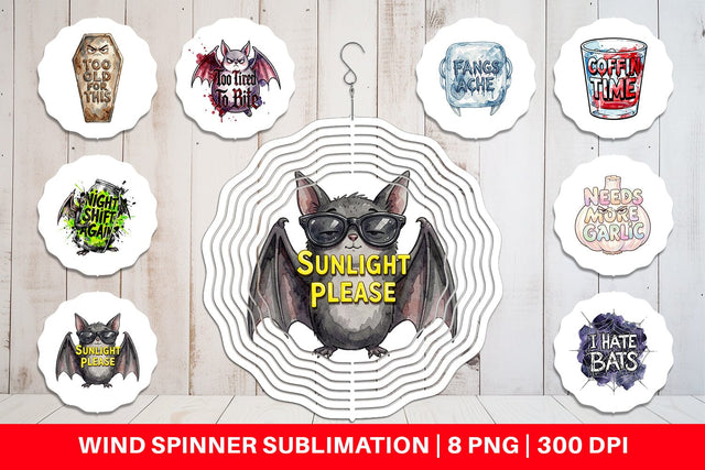 Wind Spinner Tired Vampire Grumpy Quote Sublimation artnoy 