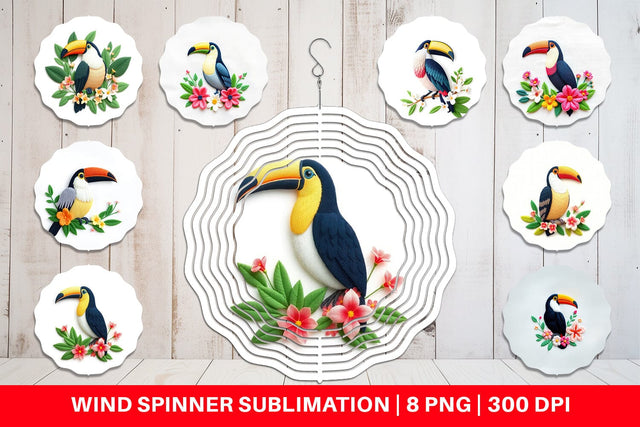 Wind Spinner Toucan Embroidery Sublimation artnoy 