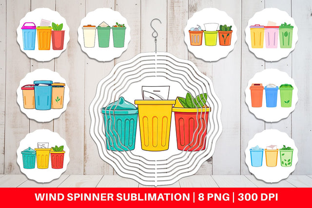 Wind Spinner Trash Sorting Bins Sublimation artnoy 