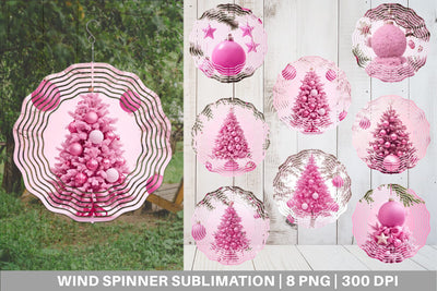 Wind Spinner Tree Christmas Pink Sublimation artnoy 
