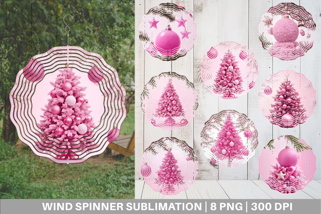Wind Spinner Tree Christmas Pink Sublimation artnoy 