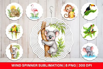 Wind Spinner Tropical Animals Watercolor Sublimation artnoy 