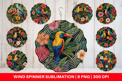 Wind Spinner Tropical Birds Perched Sublimation artnoy 
