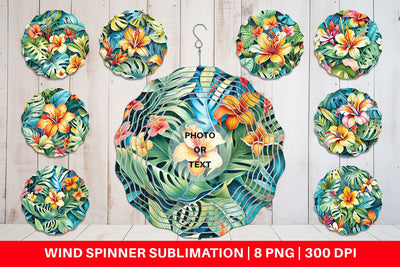 Wind Spinner Tropical Flowers Pattern Sublimation artnoy 
