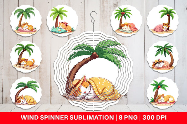 Wind Spinner Tropical Nap Cat Sublimation artnoy 