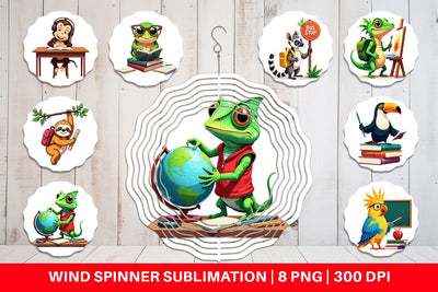Wind Spinner Tropical School Animals Sublimation artnoy 