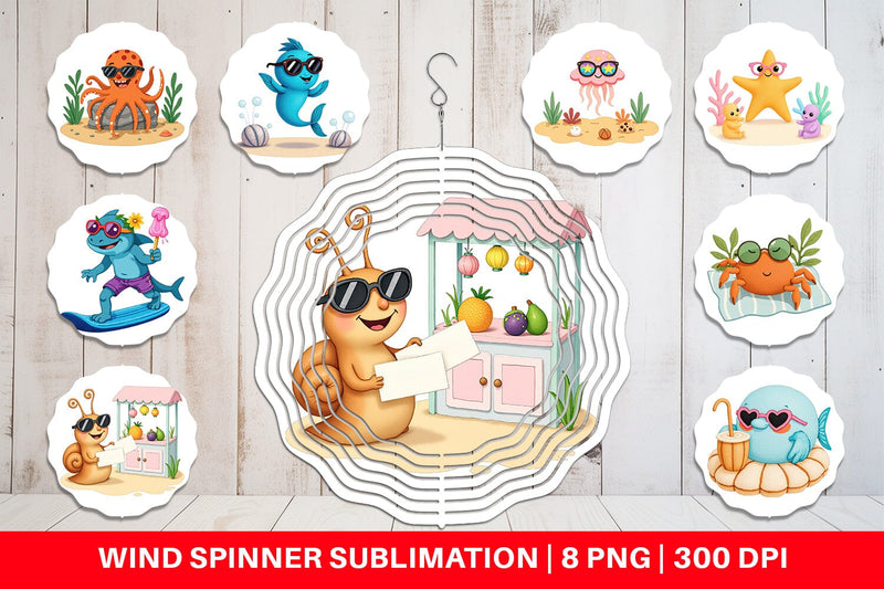 Wind Spinner Tropical Sunglass Creatures Sublimation artnoy 