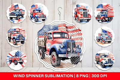Wind Spinner Truck 4th of July Sublimation artnoy 