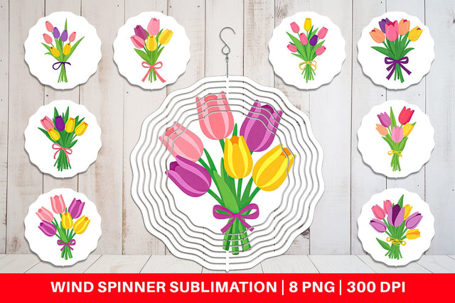 Wind Spinner Tulip Bouquet Sublimation artnoy 