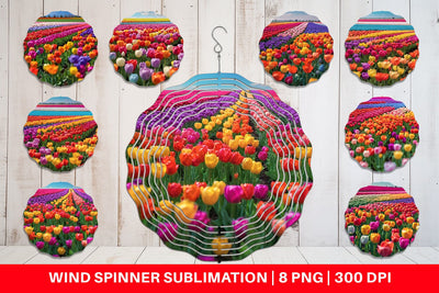 Wind Spinner Tulip Flower Fields Sublimation artnoy 