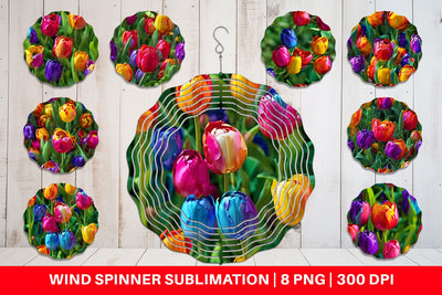 Wind Spinner Tulip Flower Pattern Sublimation artnoy 