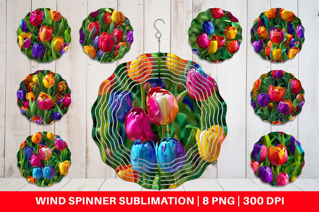 Wind Spinner Tulip Flower Pattern Sublimation artnoy 