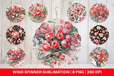Wind Spinner Tulip Pattern Sublimation artnoy 