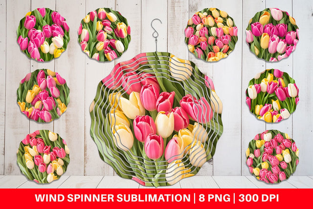Wind Spinner Tulips Pattern Sublimation artnoy 