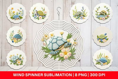 Wind Spinner Turtle Embroidery Sublimation artnoy 