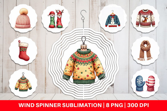 Wind Spinner UglyCute Christmas Sweaters Sublimation artnoy 