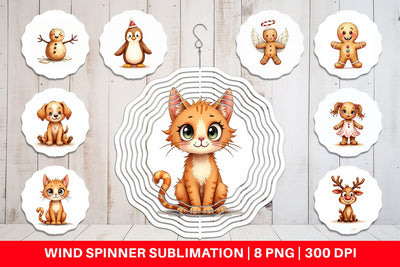 Wind Spinner UglyCute Gingerbread Pals Watercolor Sublimation artnoy 