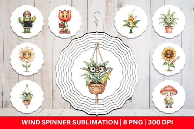 Wind Spinner UglyCute Groovy Plant Teacher Sublimation artnoy 