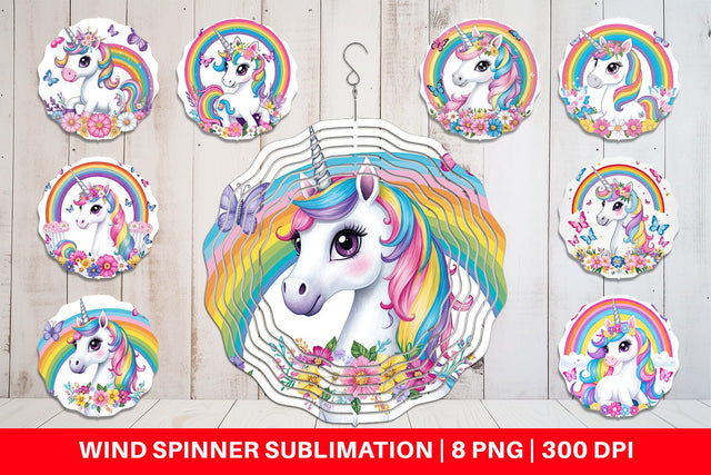 Wind Spinner Unicorn and Rainbow Sublimation artnoy 