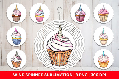 Wind Spinner Unicorn Cupcake Sublimation artnoy 