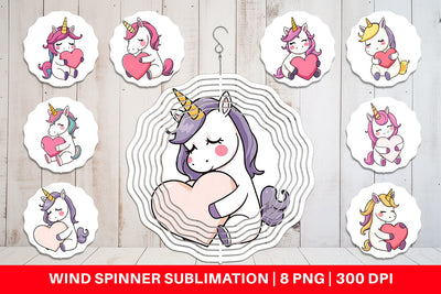 Wind Spinner Unicorn with Heart Sublimation artnoy 