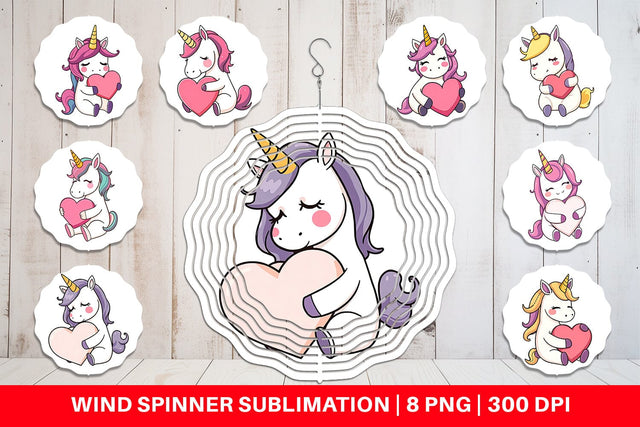 Wind Spinner Unicorn with Heart Sublimation artnoy 