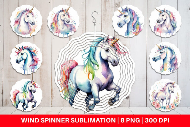 Wind Spinner Unicorns Watercolor Sublimation artnoy 