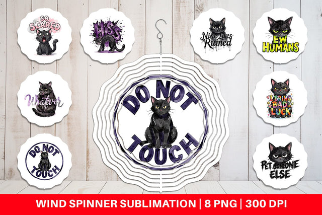 Wind Spinner Unimpressed Black Cat Quote Sublimation artnoy 