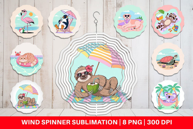 Wind Spinner Vacation Animals Sublimation artnoy 