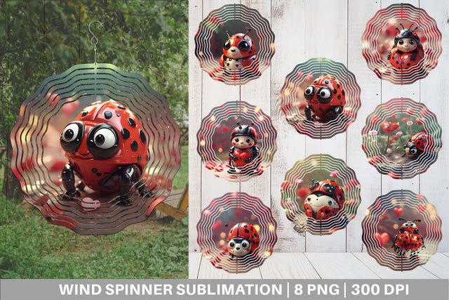 Wind Spinner Valentine Animal Ladybug Sublimation artnoy 
