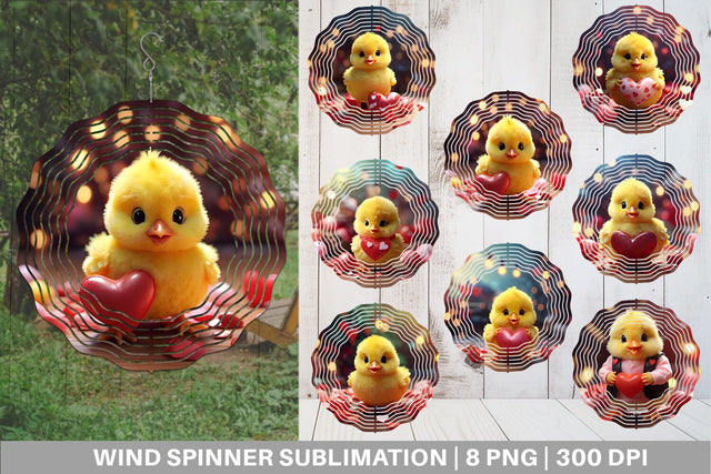 Wind Spinner Valentine Baby Chicken Sublimation artnoy 
