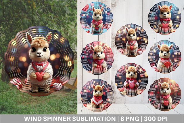 Wind Spinner Valentine Baby Llama Sublimation artnoy 