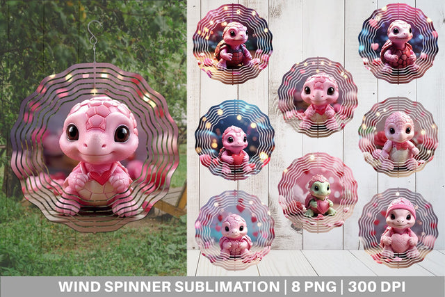 Wind Spinner Valentine Baby Turtle Sublimation artnoy 