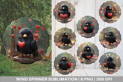 Wind Spinner Valentine Bird Crow Sublimation artnoy 